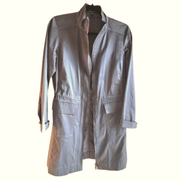 Eileen Fisher Satin Sheen Funnel-Neck Trench Coat - Picture 2 of 14